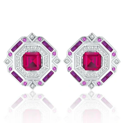 925 Silver Cultured Ruby Earrings ZHF-E1635R