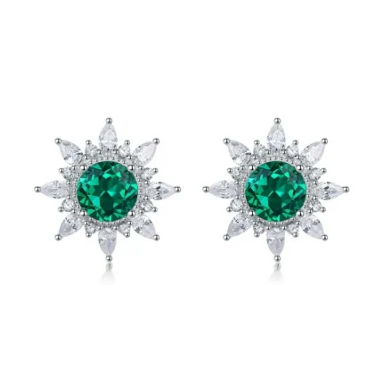 925 Silver Lab-Created Emerald Earrings - Model ZHF-E1641