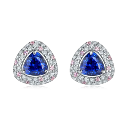 S925 Silver Lab-Created Blue Sapphire Earrings - Model ZHF-E1692B