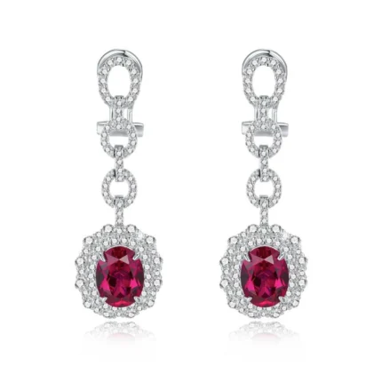 925 Silver Cultured Ruby Earrings ZHF-E202320R