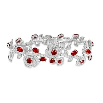 925 Silver Lab-Created Ruby Bracelet - Model ZHF-L0710