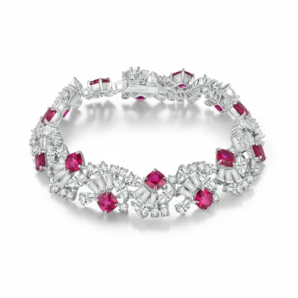 925 Silver Lab-Created Ruby Bracelet - Model ZHF-L1389R