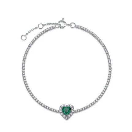 925 Silver Cultured Emerald Bracelet ZHF-L1726