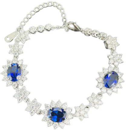 925 Silver Lab-Created Blue Sapphire Bracelet - Model ZHF-L202313B