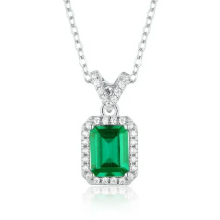 925 Silver Cultured Emerald Necklace ZHFP0024