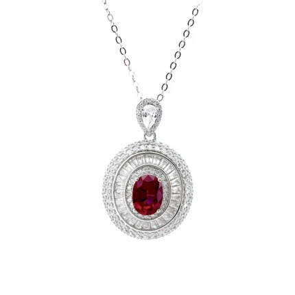 S925 Silver Cultured Ruby Necklace ZHF-P1108R