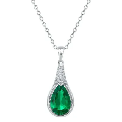 925 Silver Cultured Emerald Necklace ZHF-P1300