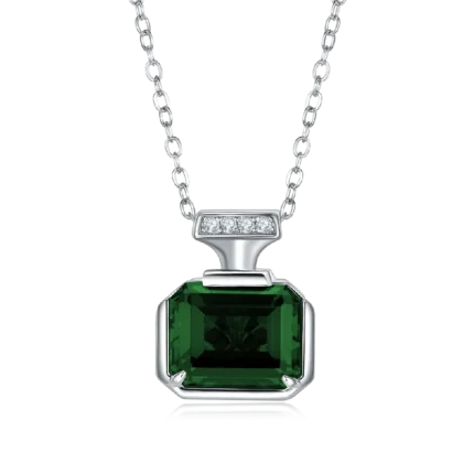 925 Silver Cultured Emerald Necklace ZHF-P1496