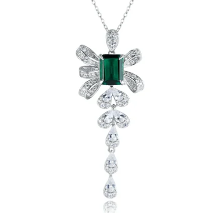 925 Silver Cultured Emerald Necklace ZHF-P1532