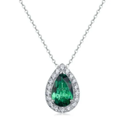 925 Silver Cultured Emerald Necklace ZHF-P1586