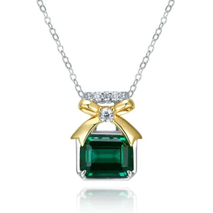 925 Silver Cultured Emerald Necklace ZHF-P1611-1