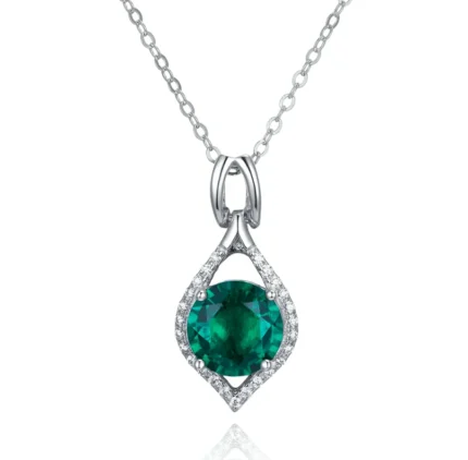 925 Silver Cultured Emerald Necklace ZHF-P1614