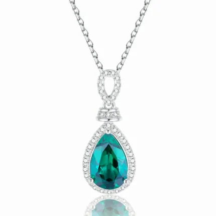 925 Silver Cultured Emerald Necklace ZHF-P1620