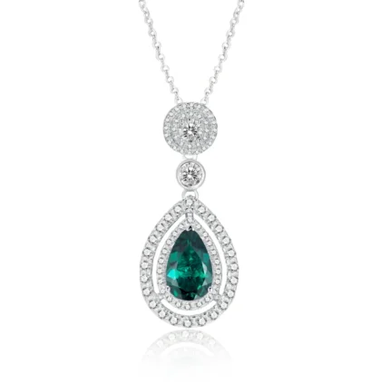 925 Silver Cultured Emerald Necklace ZHF-P1625