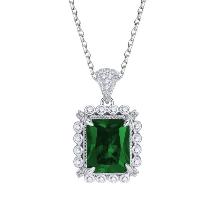 925 Silver Cultured Emerald Necklace ZHF-P1629