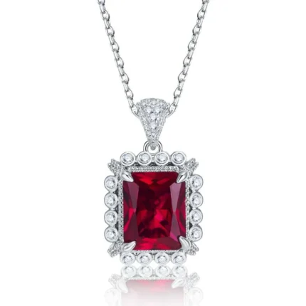 S925 Silver Cultured Ruby Necklace ZHF-P1629R
