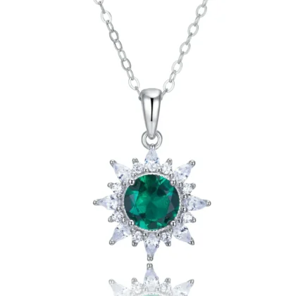 925 Silver Cultured Emerald Necklace ZHF-P1642