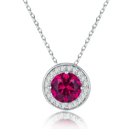 S925 Silver Cultured Ruby Necklace ZHF-P1649R