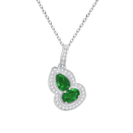925 Silver Cultured Emerald Necklace ZHF-P1651