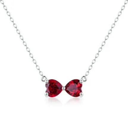 S925 Silver Lab-Created Ruby Necklace - Model ZHF-P1688R