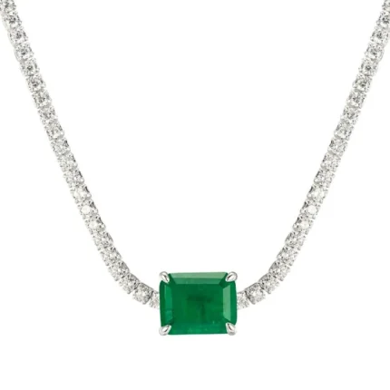 925 Silver Cultured Emerald Necklace ZHF-P3166