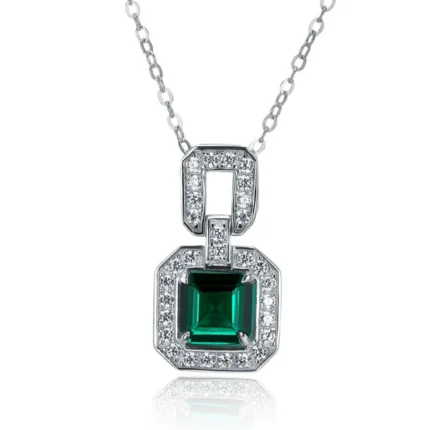 925 Silver Cultured Emerald Necklace ZHF-P5002