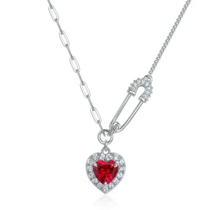 S925 Silver Lab-Created Ruby Necklace - Model ZHF-P5502R