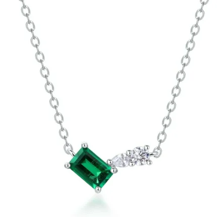925 Silver Cultured Emerald Necklace ZHF-P5508L