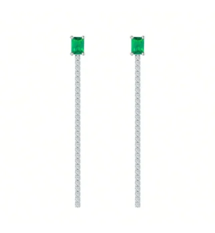 925 Silver Lab-Created Emerald Earrings - Model ZHF-P5511L
