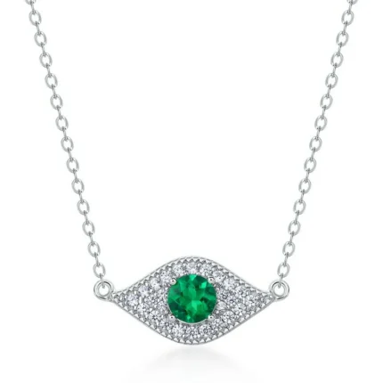 925 Silver Cultured Emerald Necklace ZHF-P5512L