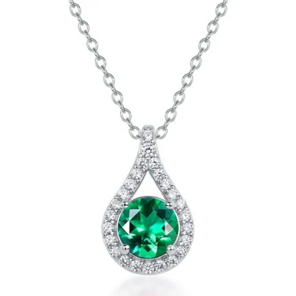 925 Silver Cultured Emerald Necklace ZHF-P202501