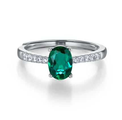 925 Silver Lab-Created Emerald Ring - Model ZHFR0003