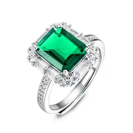 Lab-Created Emerald Ring in 925 Silver - Model ZHFR0012