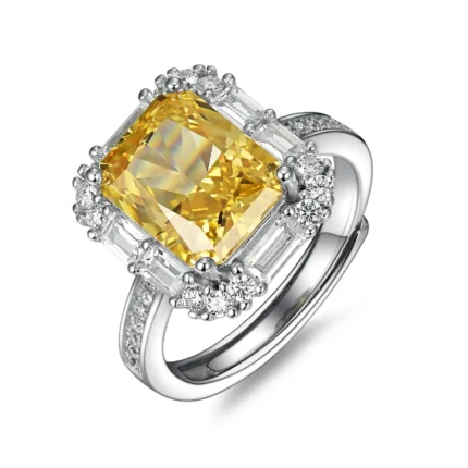 925 Silver Yellow Cubic Zirconia Ring - Model ZHFR0012Y