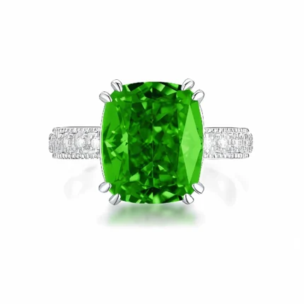 Green Cubic Zirconia Ring in 925 Silver - Model ZHFR0217L