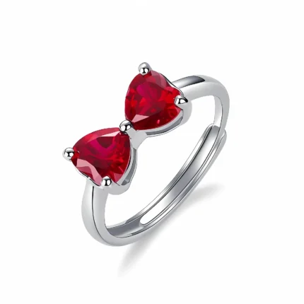 S925 Silver Lab-Created Ruby Ring - Model ZHFR1689R