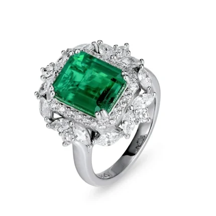 925 Silver Lab-Created Emerald Two-in-One Ring - Model ZHFRP0233