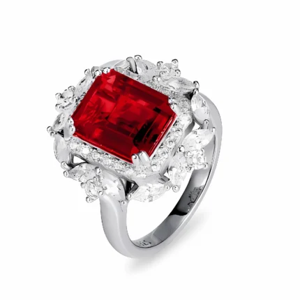Lab-Created Ruby Necklace and Ring Set in 925 Silver - Model ZHFRP0233R (Chain Not Included)