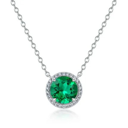 925 Silver Cultured Emerald Necklace ZHF-XYP07L