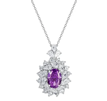 925 Silver Purple Cubic Zirconia Pendant - Model ZHF-P0119 (Chain Not Included)