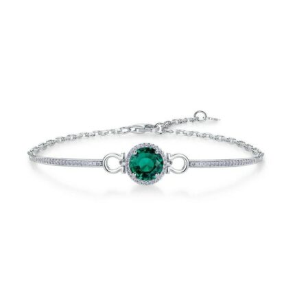 925 Silver Cultured Emerald Bracelet 1CT B20202743