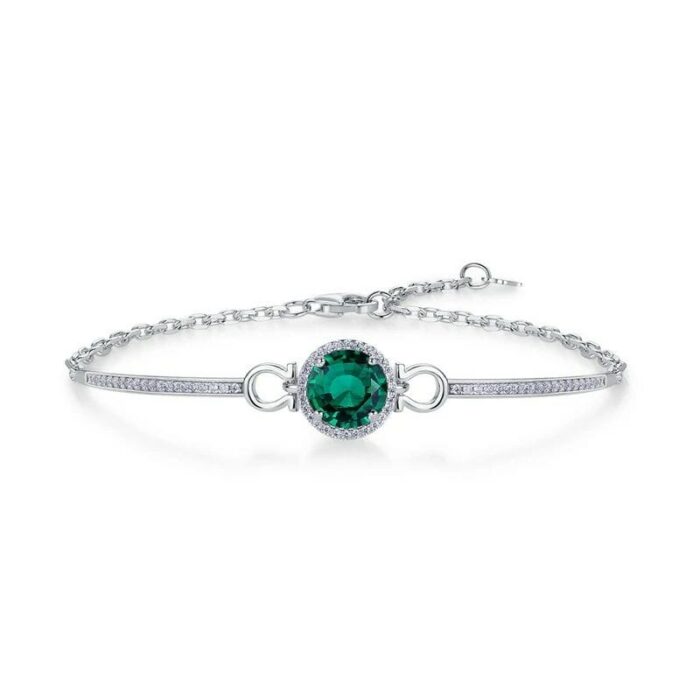 925 Silver Cultured Emerald Bracelet 1CT B20202743 - Image 1