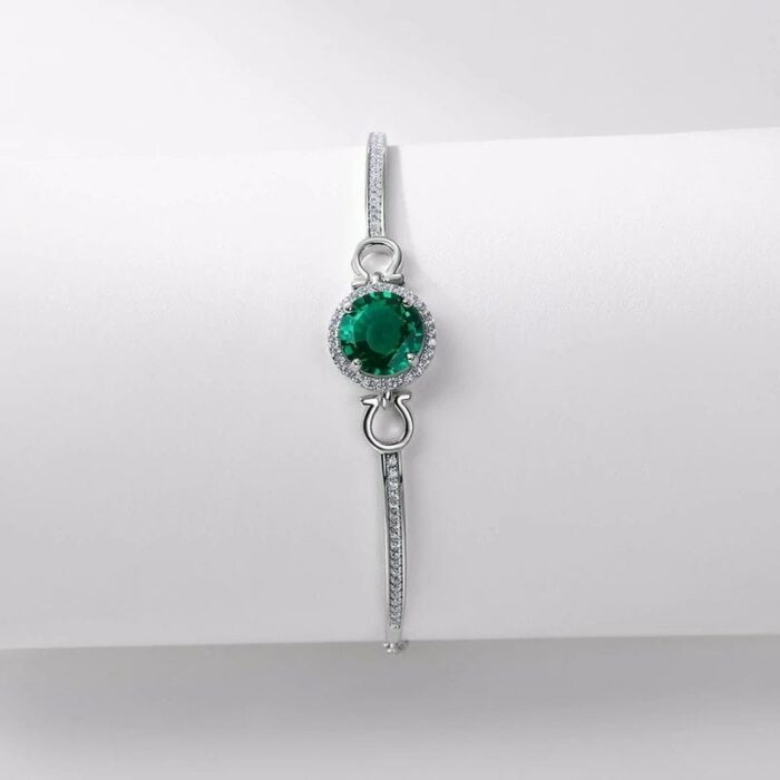 925 Silver Cultured Emerald Bracelet 1CT B20202743 - Image 2