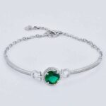 925 Silver Cultured Emerald Bracelet 1CT B20202743 - Image 3