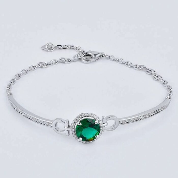925 Silver Cultured Emerald Bracelet 1CT B20202743 - Image 3