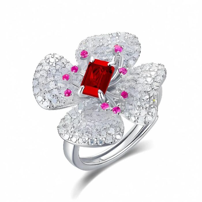 Lab-Created Ruby Ring in 925 Silver - Model 213JR0003R - Image 1