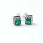 925 Silver Lab-Created Emerald 4MM Earrings - Model A73-E2020866 - Image 3