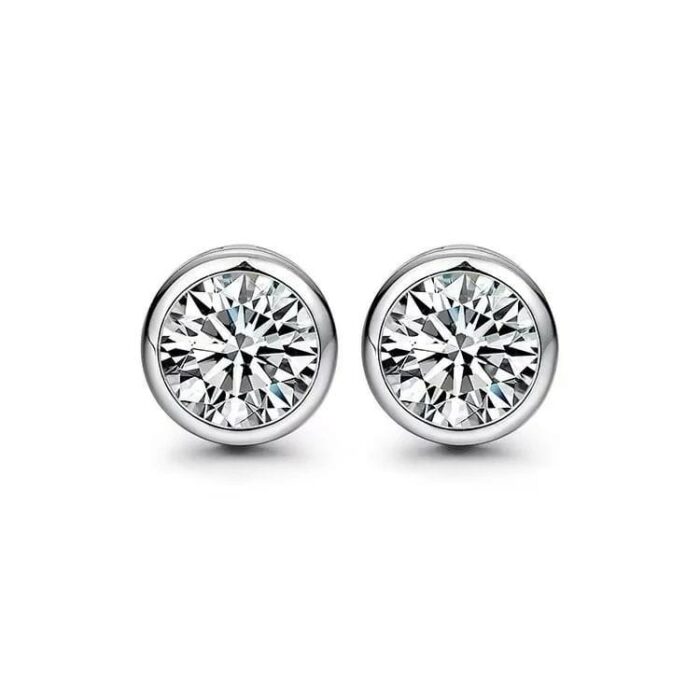 925 Silver Moissanite Earrings 5MM ZHF-E1358 - Image 1