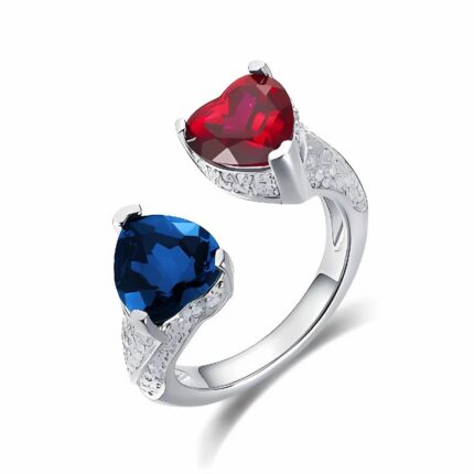 Lab-Created Red & Blue Ring in 925 Silver - Model A73-P2021323B