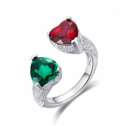 Lab-Created Red & Green Ring in 925 Silver - Model A73-P2021323L